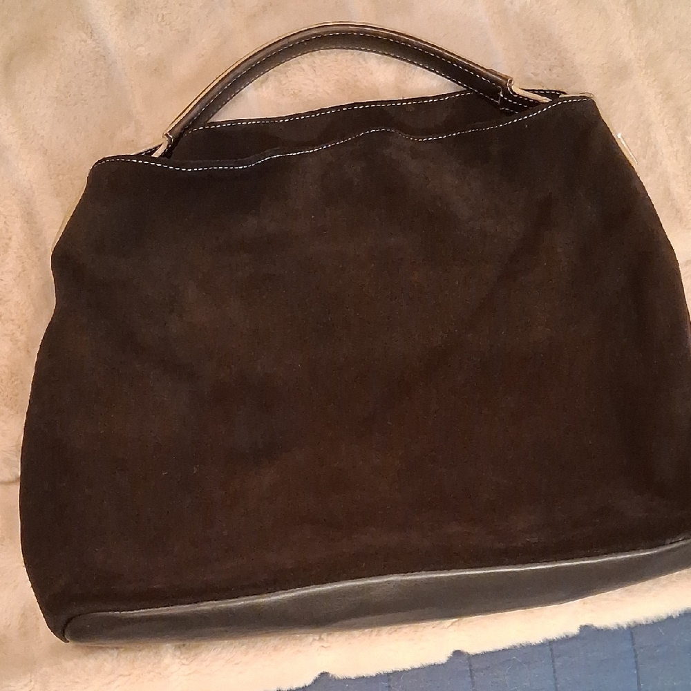 The Limited Dark Chocolate Brown Suede Hobo Bag